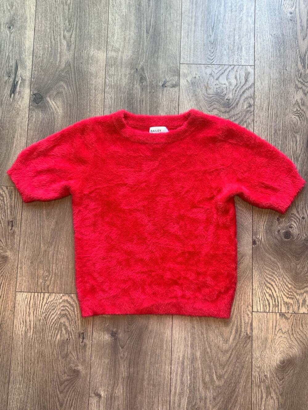 Bailey 44 Fuzzy Knit Sweater Size XS Red Short Sleeve